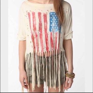 UNIF holy America fringe crop top